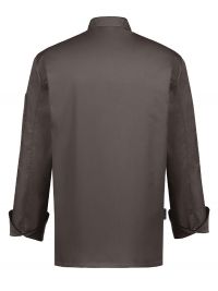 Herren Kochjacke in Braun im Regular Fit-Schnitt, verdeckten Druckknöpfen, modischen Kontrastpaspeln an der Knopfleiste